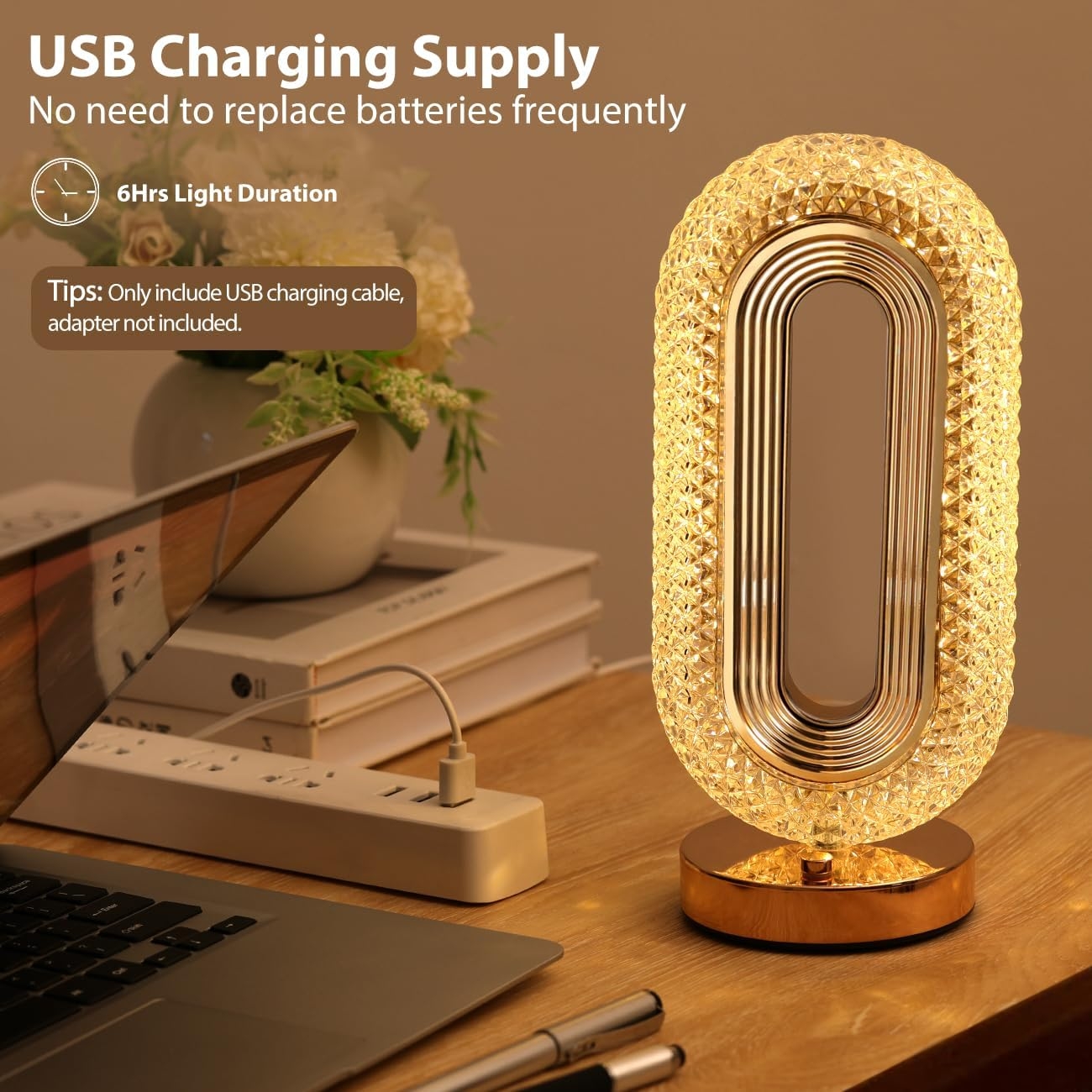 Lampe De Table Ovale Portables Sans Fil Rechargeable