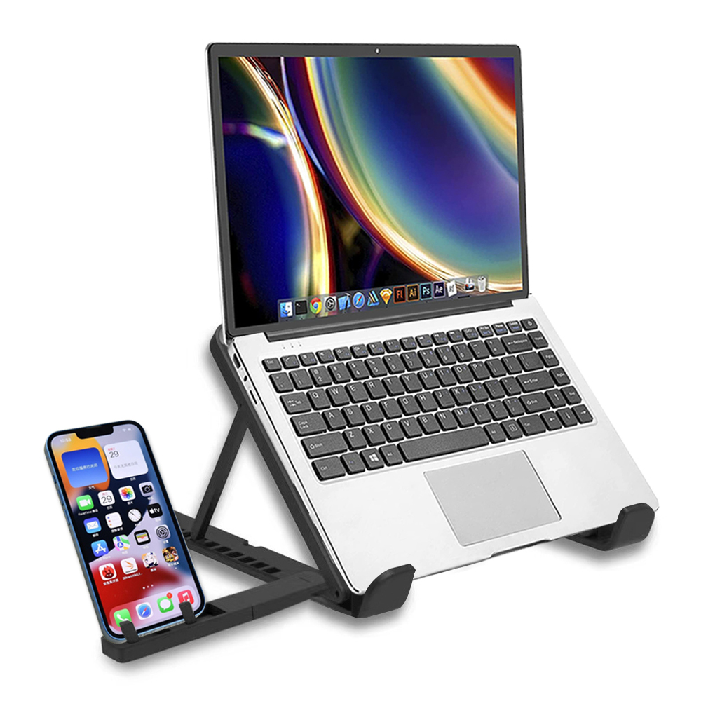 Support pour ordinateur portable avec support pour téléphone