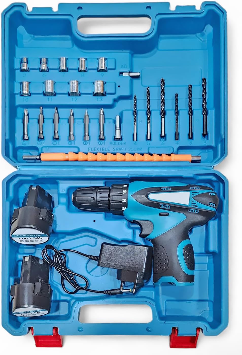 Kit de perceuse sans fil 10 mm - Bleu