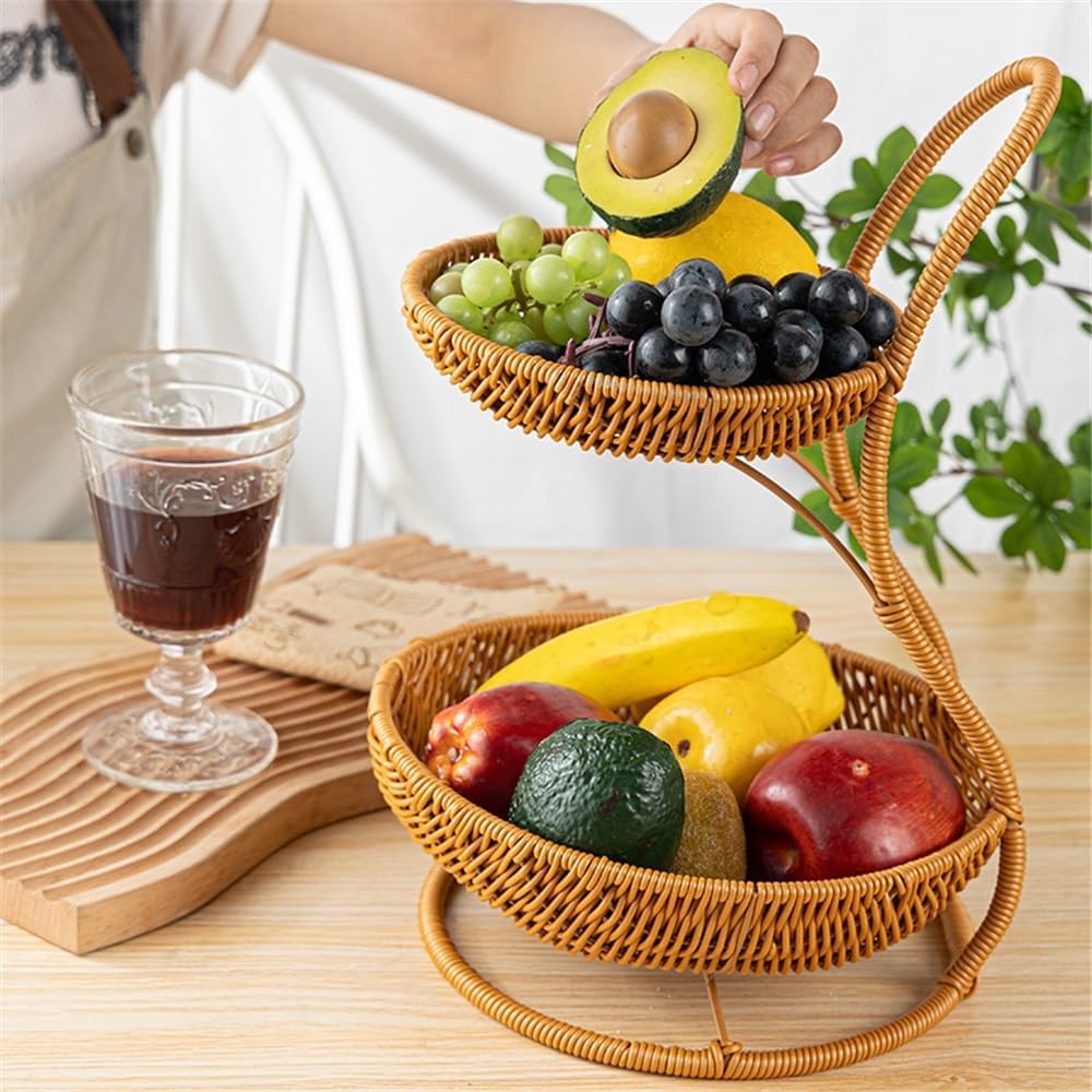 Panier à fruits tressé en imitation rotin